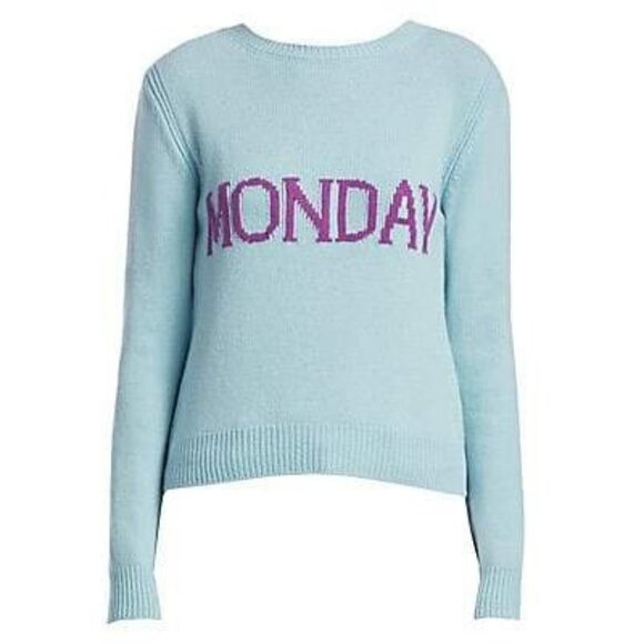 Alberta Ferretti Monday Cashmere Sweater 2 XS Rainbow Week Day ASO Amal Clooney - Picture 1 of 16